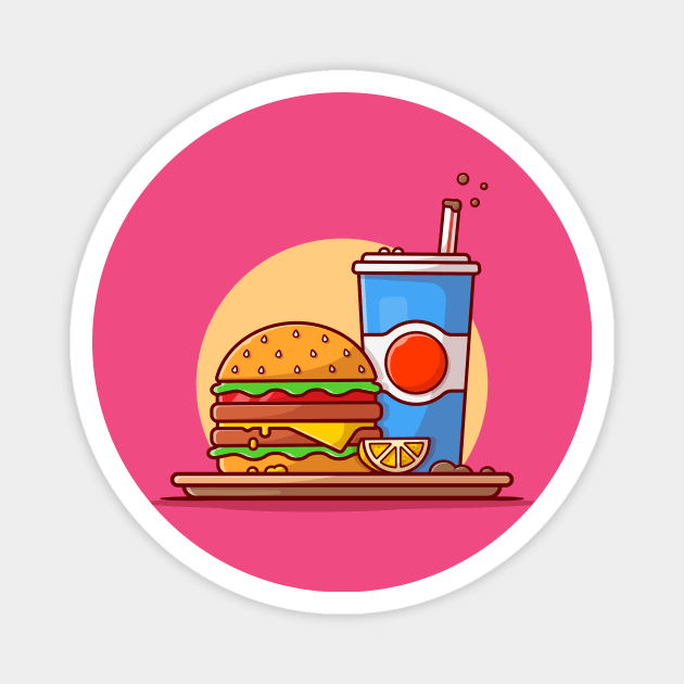 Burger And Soda Cartoon Vector Icon Illustration (14) Magnet by Catalyst Labs
